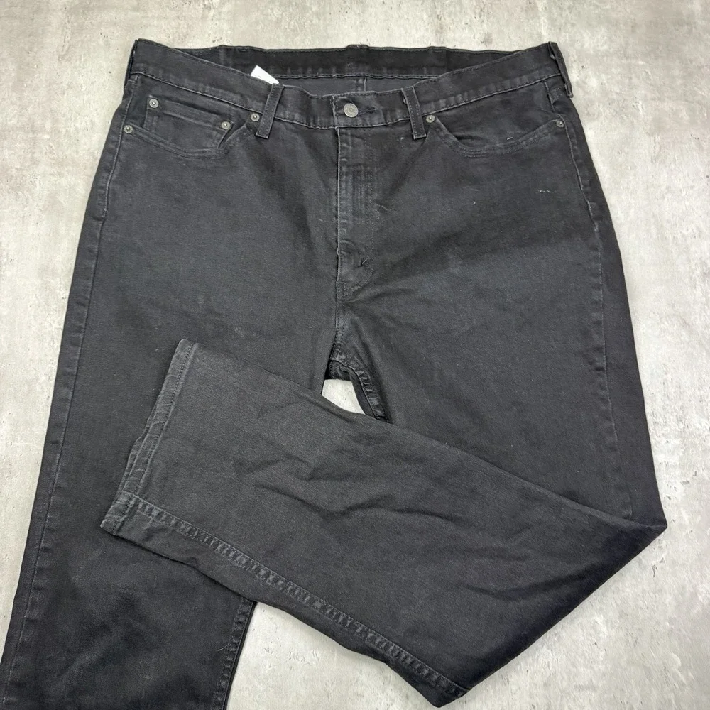 Levi's 514 Straight Fit Jeans Faded Black Denim 38x32 Mens Pants Work USA